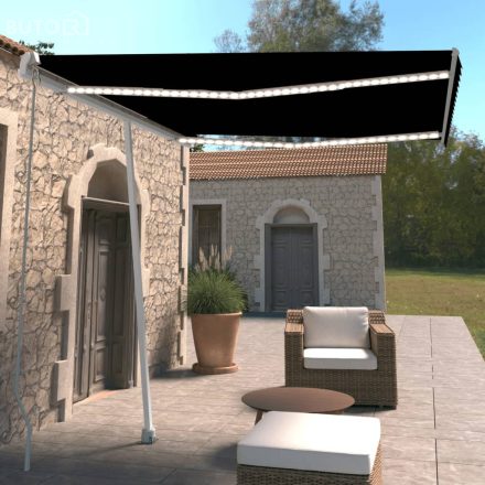 vidaXL antracitszürke kézzel kihúzható LED-es napellenző 300 x 250 cm