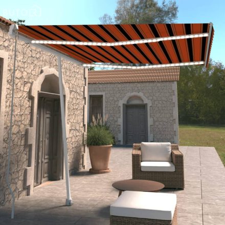 vidaXL narancssárga és barna kézzel kihúzható napellenző 300 x 250 cm