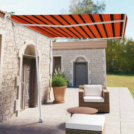 vidaXL narancssárga-barna automata póznás napellenző 300 x 250 cm