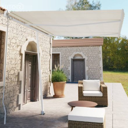 vidaXL krémszínű kézzel kihúzható póznás napellenző 350 x 250 cm