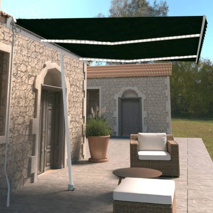 vidaXL antracitszürke kézzel kihúzható LED-es napellenző 350 x 250 cm