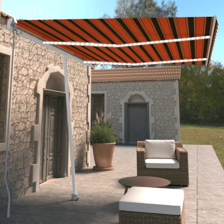 vidaXL narancssárga és barna kézzel kihúzható napellenző 350 x 250 cm