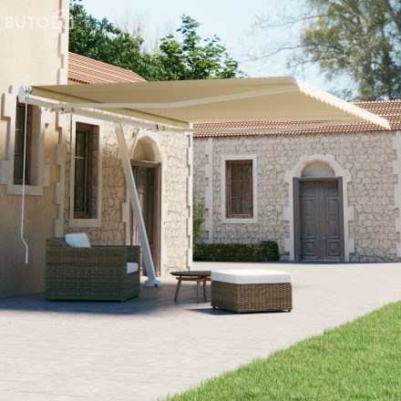 vidaXL krémszínű kézzel kihúzható póznás napellenző 400 x 300 cm