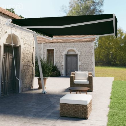 vidaXL antracitszürke kézzel kihúzható póznás napellenző 400 x 350 cm