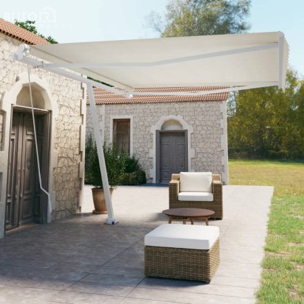 vidaXL krémszínű kézzel kihúzható póznás napellenző 450 x 350 cm