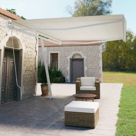 vidaXL krémszínű kézzel kihúzható póznás napellenző 500 x 350 cm