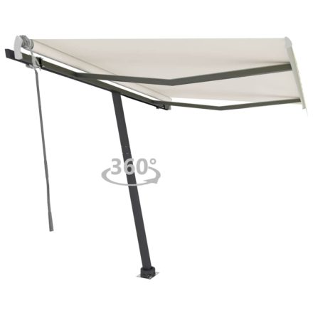 vidaXL krémszínű kézzel kihúzható póznás napellenző 350 x 250 cm
