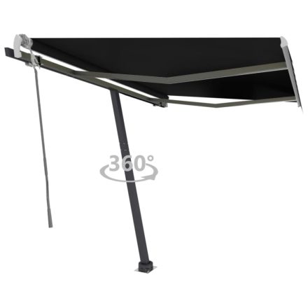 vidaXL antracitszürke kézzel kihúzható póznás napellenző 350 x 250 cm