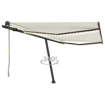 vidaXL krémszínű automata szélérzékelős és LED-es napellenző 450x350cm
