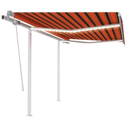 vidaXL narancssárga-barna kézzel kihúzható LED-es napellenző 3,5x2,5 m