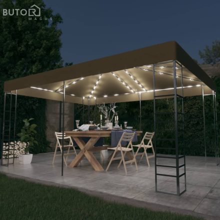 vidaXL tópszínű pavilon LED fényfüzérrel 3 x 4 m