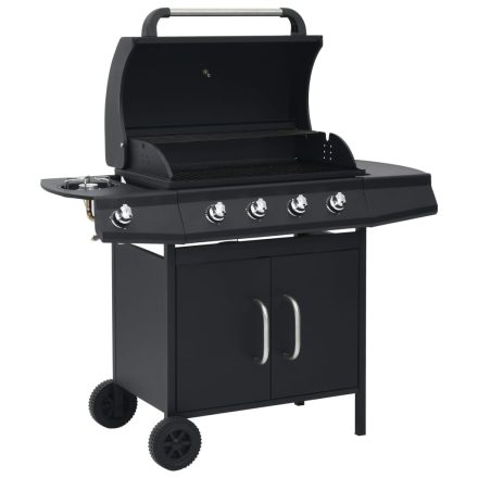 vidaXL fekete gázgrillsütő 4+1 főzőfelülettel