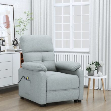 vidaXL világosszürke szövet elektromos masszázsfotel