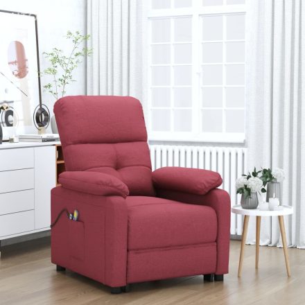 vidaXL bordó szövet elektromos masszázsfotel