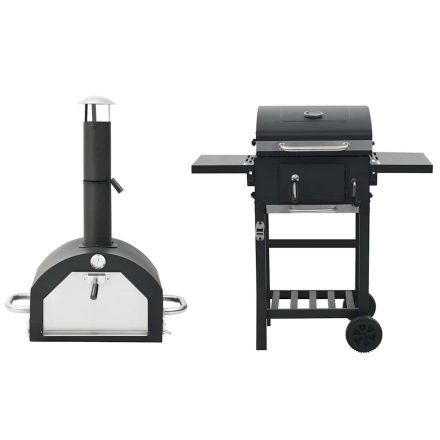 vidaXL fekete 3 az 1-ben kültéri pizza- és grillsütő