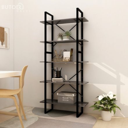 vidaXL 5 szintes szürke szerelt fa könyvszekrény 80 x 30 x 175 cm