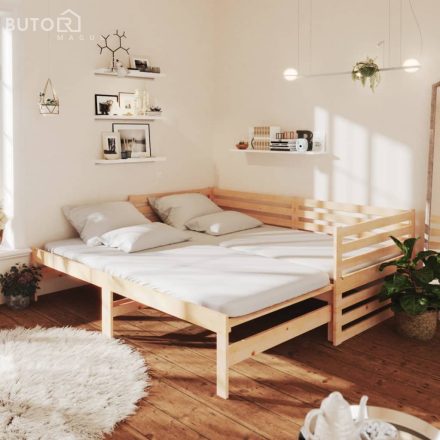 vidaXL tömör fenyőfa kihúzható kanapéágy 2 x (90 x 200) cm