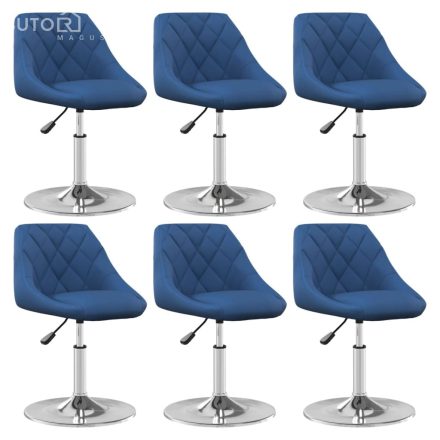 vidaXL 6 db kék bársony étkezőszék