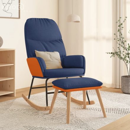 vidaXL kék szövet hintaszék lábtartóval