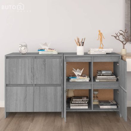 vidaXL 2 db szürke-sonoma színű forgácslap tálalószekrény 70x41x75 cm