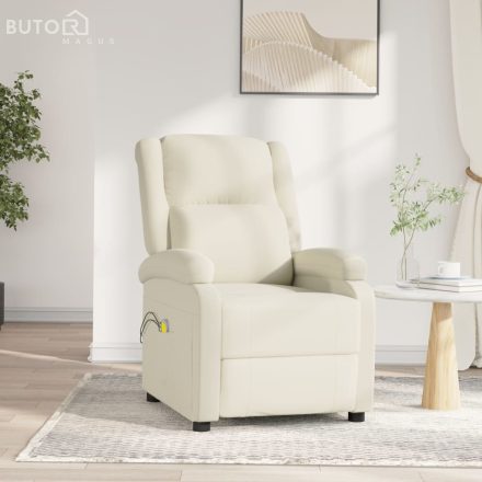 vidaXL krémszínű bársony elektromos masszázsfotel