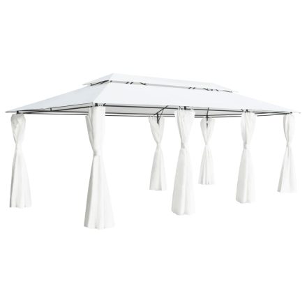 vidaXL fehér pavilon függönyökkel 600 x 298 x 270 cm 180 g/m²