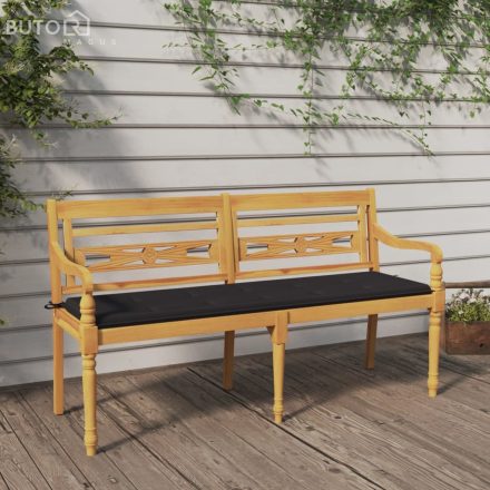 vidaXL tömör tíkfa Batavia pad antracitszürke párnával 150 cm