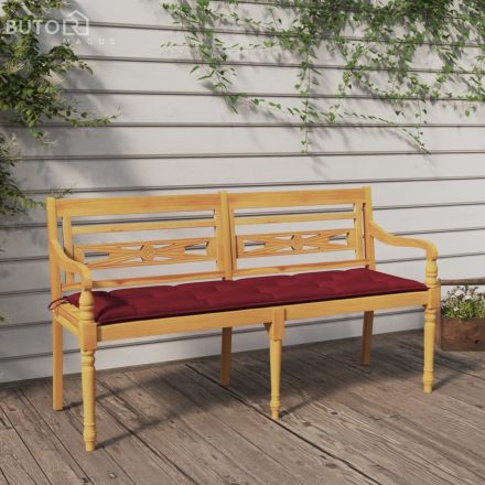 vidaXL tömör tíkfa Batavia pad bordó párnával 150 cm