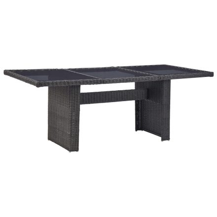 vidaXL barna üveg és polyrattan kerti étkezőasztal 200 x 100 x 74 cm