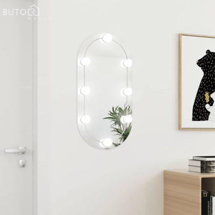 vidaXL ovális üvegtükör LED-lámpákkal 80 x 40 cm