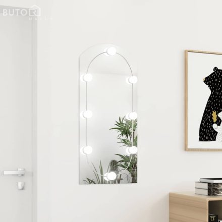 vidaXL ívelt üvegtükör LED-lámpákkal 90 x 45 cm