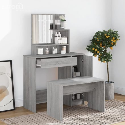 vidaXL szürke sonoma színű fésülködőasztal-szett 86,5 x 35 x 136 cm