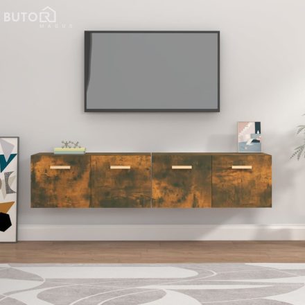 vidaXL 2 db füstös tölgy színű szerelt fa faliszekrény 80x35x36,5 cm