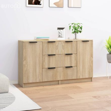 vidaXL 2 db sonoma tölgy színű szerelt fa tálalóasztal 60 x 30 x 70 cm
