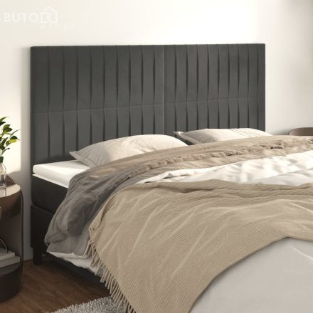 vidaXL 4 db sötétszürke bársony fejtámla 80 x 5 x 78/88 cm