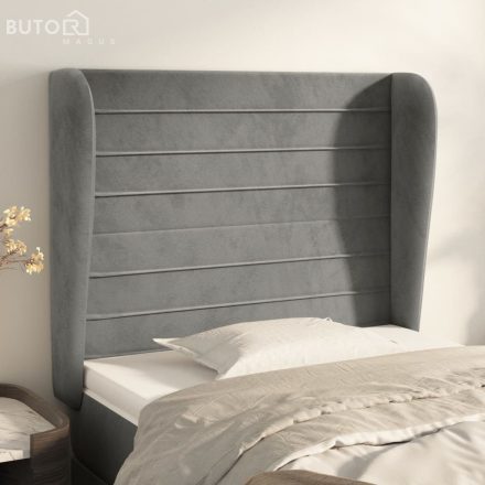 vidaXL világosszürke bársony fejtámla szárnyakkal 83 x 23 x 118/128 cm