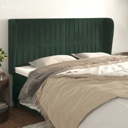 vidaXL sötétzöld bársony fejtámla szárnyakkal203x23x118/128 cm