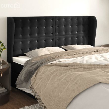 vidaXL fekete bársony fejtámla szárnyakkal 183x23x118/128 cm