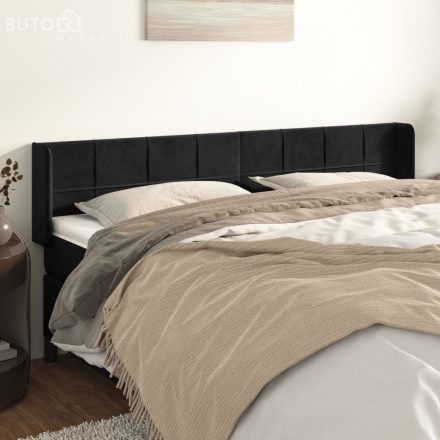 vidaXL fekete bársony szárnyas fejtámla 183x16x78/88 cm