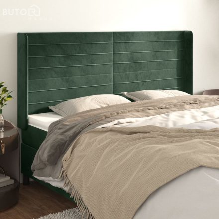 vidaXL zöld bársony fejtámla szárnyakkal 203x16x118/128 cm