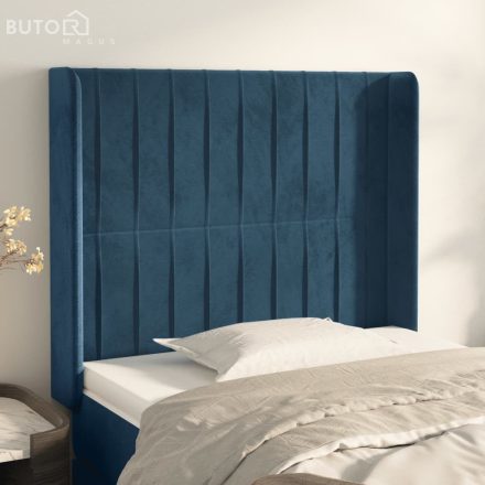 vidaXL sötétkék bársony fejtámla szárnyakkal 83x16x118/128 cm