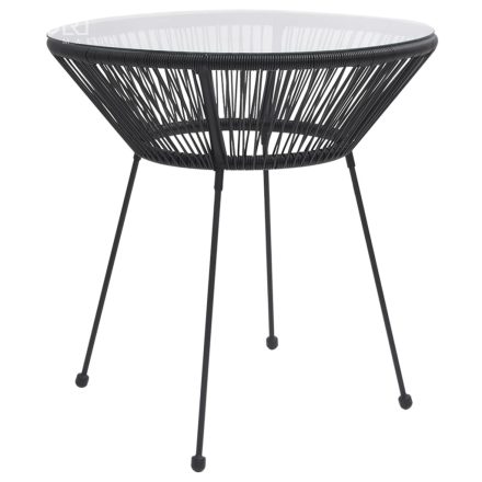 vidaXL fekete rattan és üveg kerti étkezőasztal Ø70 x 74 cm