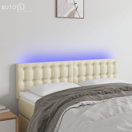 vidaXL krémszínű műbőr LED-es fejtámla 144 x 5 x 78/88 cm