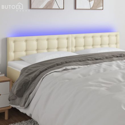 vidaXL krémszínű műbőr LED-es fejtámla 180 x 5 x 78/88 cm