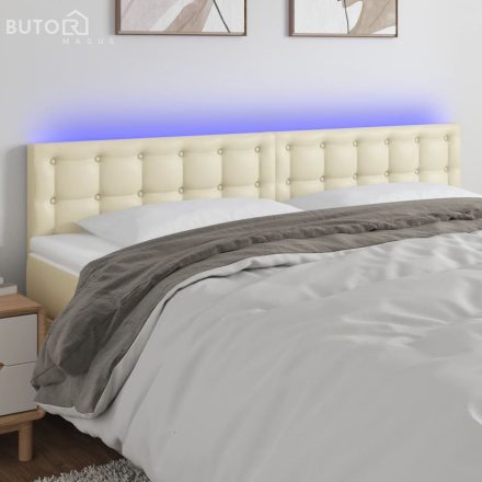 vidaXL krémszínű műbőr LED-es fejtámla 200 x 5 x 78/88 cm