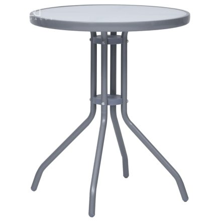 vidaXL világosszürke acél és üveg kerti asztal 60 cm