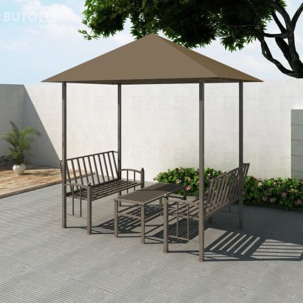 vidaXL tópszínű kerti pavilon asztallal, padokkal 2,5x1,5x2,4 m 