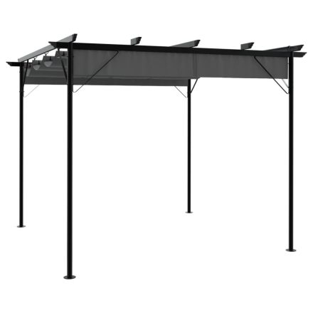 vidaXL antracitszürke acél pavilon behúzható tetővel 3 x 3 m 180 g/m²