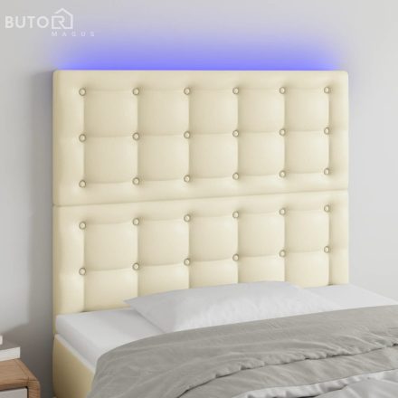 vidaXL krémszínű műbőr LED-es fejtámla 90x5x118/128 cm
