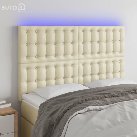 vidaXL krémszínű műbőr LED-es fejtámla 144x5x118/128 cm